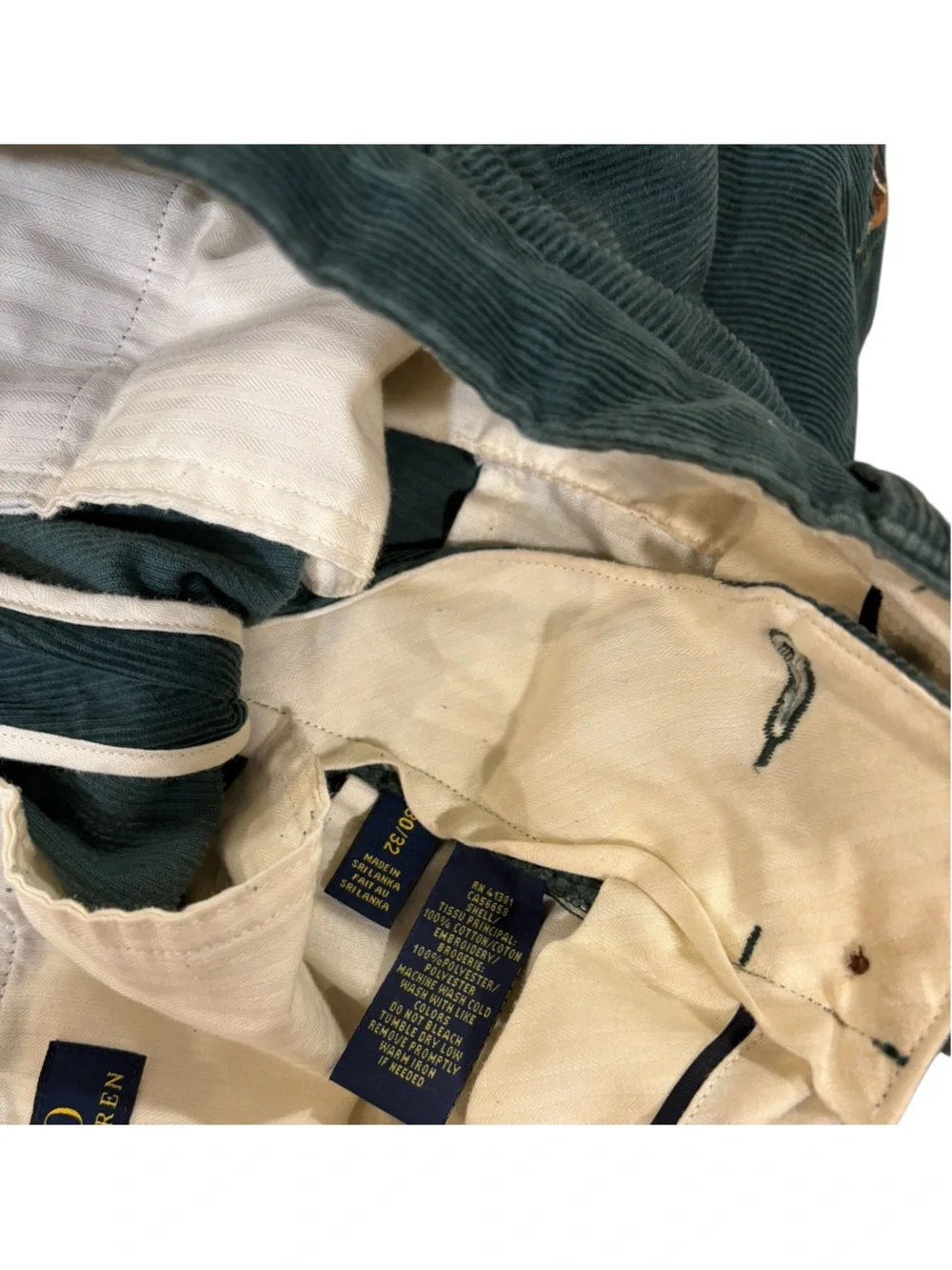 Polo Ralph Lauren Vintage Mallard Duck Embroidered Corduroy Pants